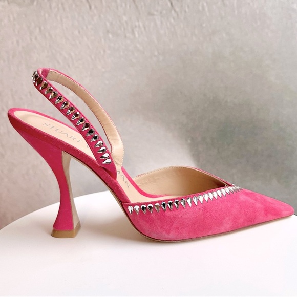 🌺 STUART WEITZMAN🌺 Gemcut Xcurve 100 Slingback Pink Pump size 9.5 - Picture 6 of 17